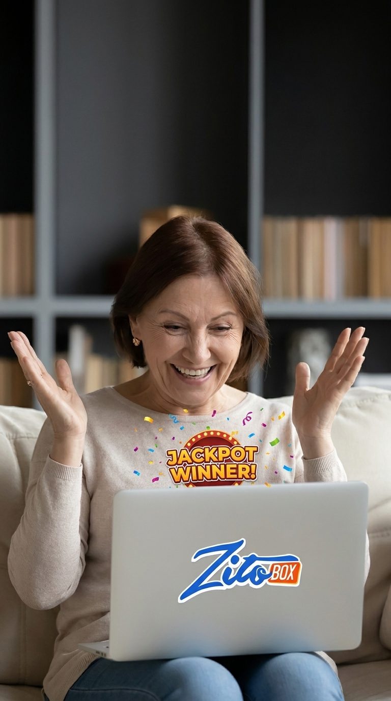 Sarah celebrating a win on ZitoBox, the sweepstakes casino alternative she switched to