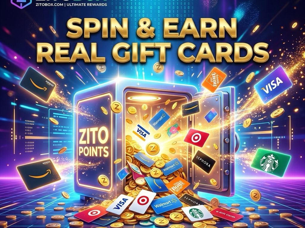 Spin and earn real gift cards — Zito Points redeem for Amazon, Visa, Target and more
